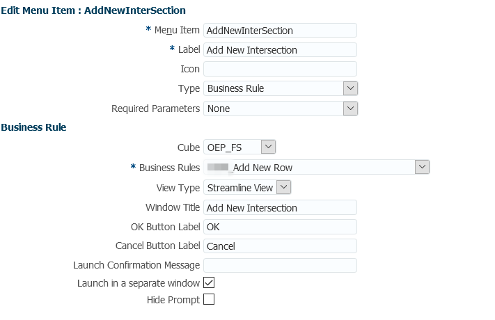 EPBCS Action Menus Step 3