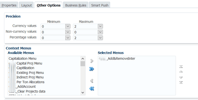 EPBCS Action Menus Step 4
