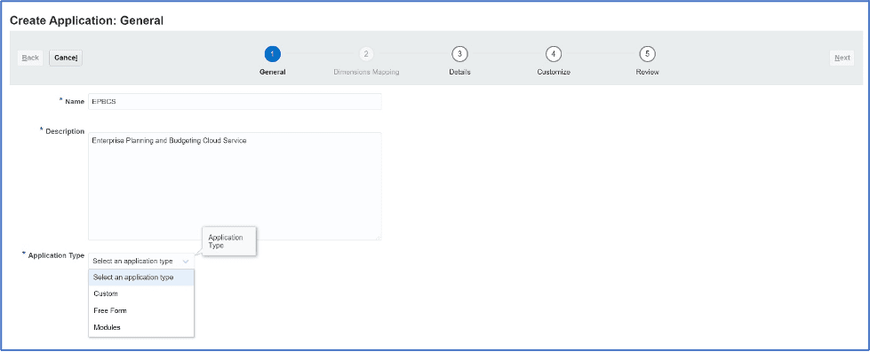 EPBCS Application Configuration