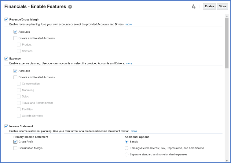 EPBCS Modeling Features