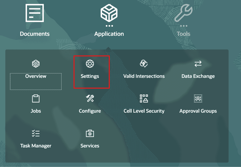 The Oracle Planning navigation page