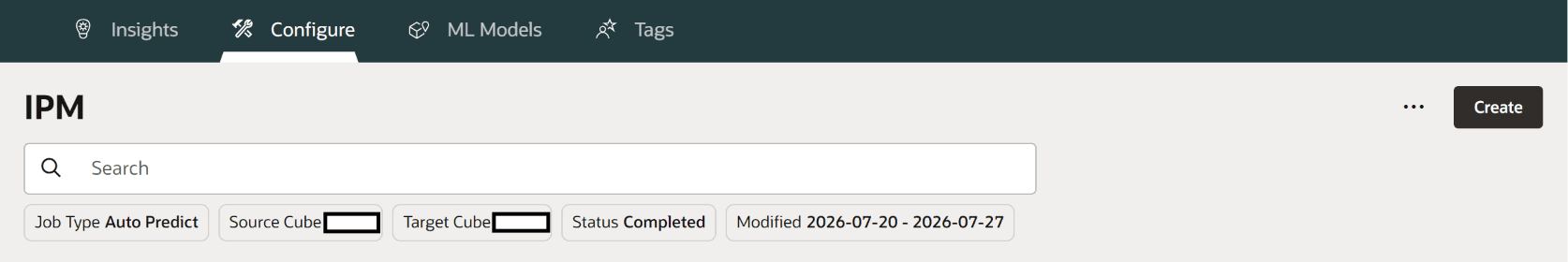 Selecting Create from the IPM Configure page