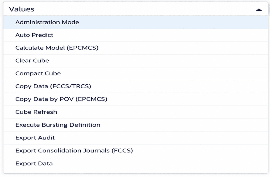 EPM Platform job types available to a Pipeline